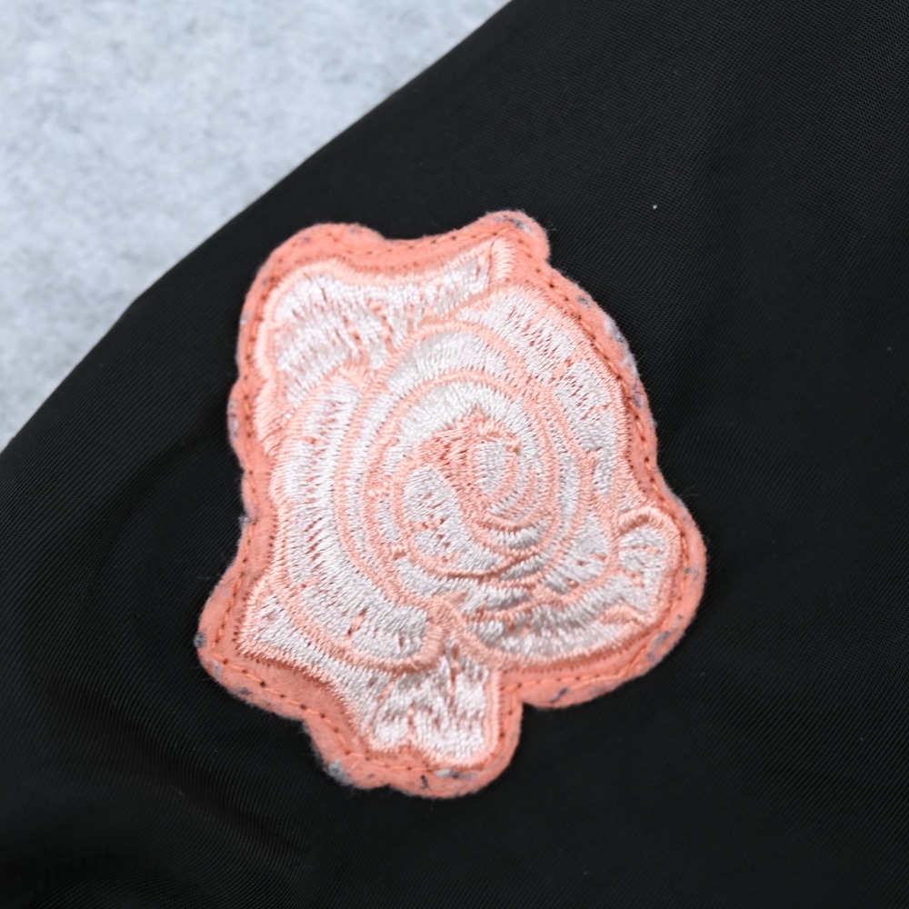 Joe Boxer Womens Black Bomber Jacket Patches Smiley Coffee Bossy Full Zip L - Picture 6 of 14